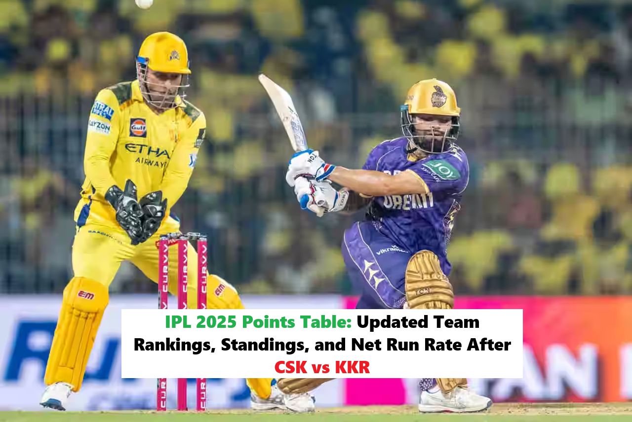 IPL 2025 Points Table Update Rate After CSK vs KKR